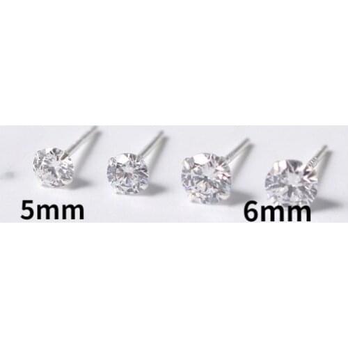 Fashion Simple Four Claw Crystal Stud Earrings Elegant Women Inlay Zircon Silver Color Earrings Charm Women Cocktail Jewelry