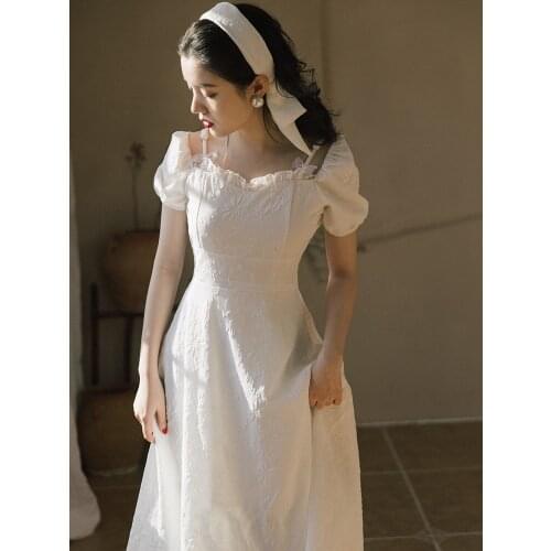 2020 new fashion womens clothing Slash neck Vintage woman dress dresses women