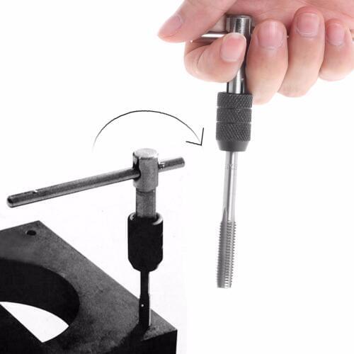 OOTDTY 7 Pcs Tap Wrench and Die Metric M3/M4/M5/M6/M8 T Handle Garage Hand Tools Kits Tap Wrench Tool Set