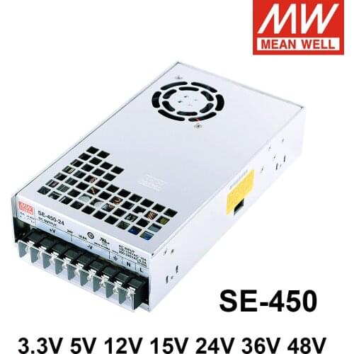 Original MEAN WELL SE-450 450W Single Output Switching Power Suply 110/220V AC TO DC 3.3V 5V 12V 15V 24V 36V 48V MEANWELL