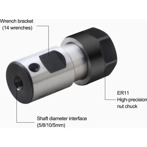 Chuck Spindle Motor Shaft Holder Metalworking Tool For CNC Milling 1pcs 5mm Black ER11-40 Durable High Quality Extension Rod