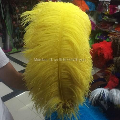 Wholesale Quality 10pcs perfect natural Large feathers yellow ostrich feather 26-28inch / 65-70cm decoration diy wedding