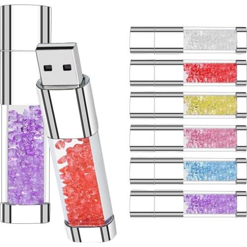 Plastic usb flash drive pen drive 64GB pendrive memory memoria cel usb stick Real capacity 32GB 16GB 8GB 4GB Rhinestone gift