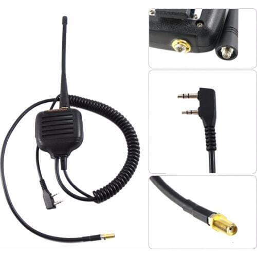 Practical Shoulder Handheld Speaker Mic Dual Push-To-Talk (PTT) Microphone with Antenna for TYT BaoFeng KENWOOD Series Scanner