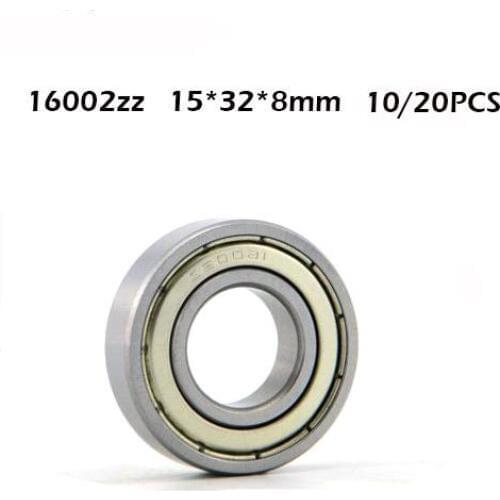 10/20pcs/lot 16002ZZ Deep Groove Ball Bearing 16002-ZZ 16002ZZ 15*32*8mm 15*32*8 Bearing Steel Material Two-sided Metal Cover
