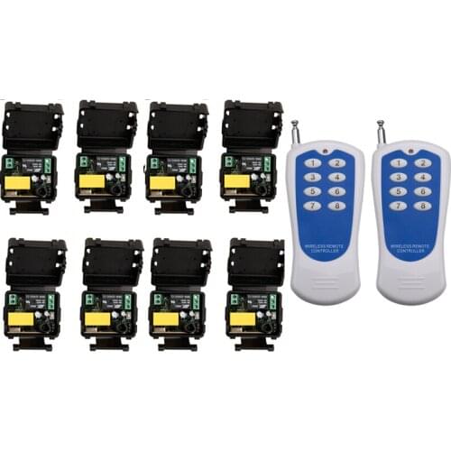 RF mini Wireless Remote Control switch AC 220 V 1 channel 8 Receiver & 2 transmitter power effective distance 100m
