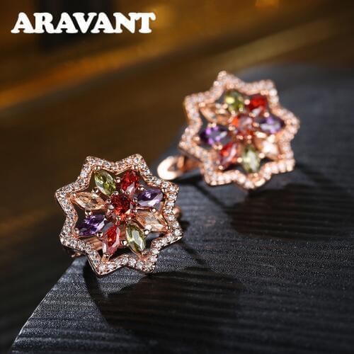 Luxury Earrings Brilliant Flower Hoop Earring With AAA CZ Zircon Stone Women Birthday Jewelry Gifts