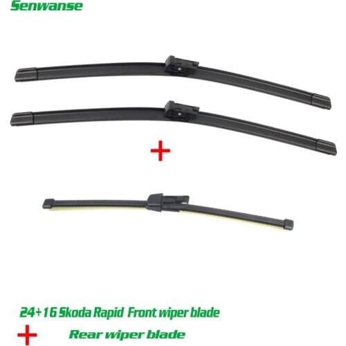 Senwanse Front and rear Wiper Blades For Skoda Rapid 2012-2019 high quality Windshield Windscreen wiper 24"+16"+16"