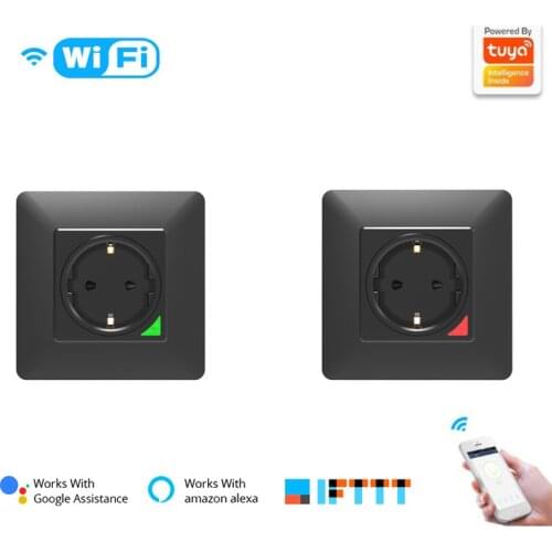 Tuya Wifi Smart Wall Socket APP Voice Remote Control 16A EU Power Socket Plug Timing Function Work With Google Home Alexa IFTTT