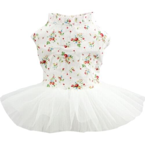 Spring Summer Floral Print Lace Dress Pet Clothes Party Birthday Wedding Dog Dress Cat Costume Dog Clothes for Small Medium Dog