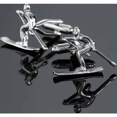 High quality ski Cufflinks new fashion jewelry sports Cufflinks mens business shirt suit badge pin wholesale & retail