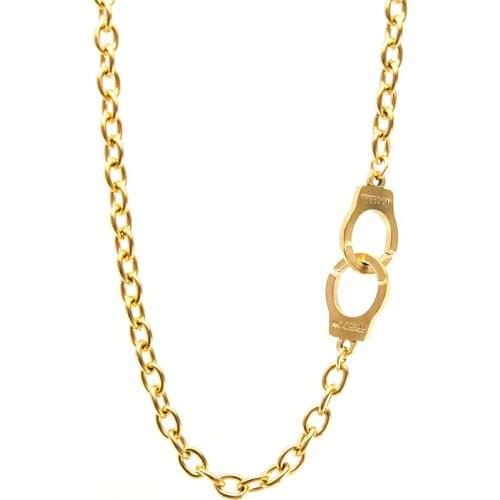 Stainless steel handcuff pendant Punk Chunky Gothic Necklace for Women 6mm Rolo Cable thick choker chain collares