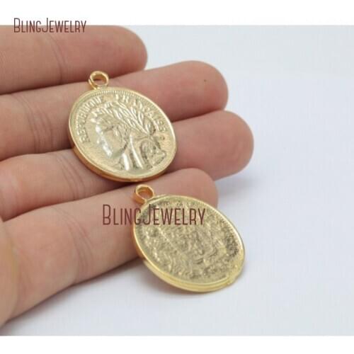 PM35193 Gold Filled Medallion Republique Francaise France Necklace Pendant Bracelet Earring Charm Bails Findings