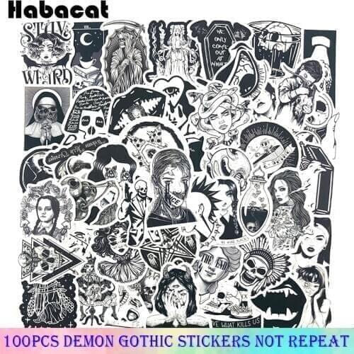 100 Pcs/Pack Demon Gothic Horror Classic Stickers Toy For Waterproof Motorcycles Skateboard Phone Scrapbooks Desk Pegatinas