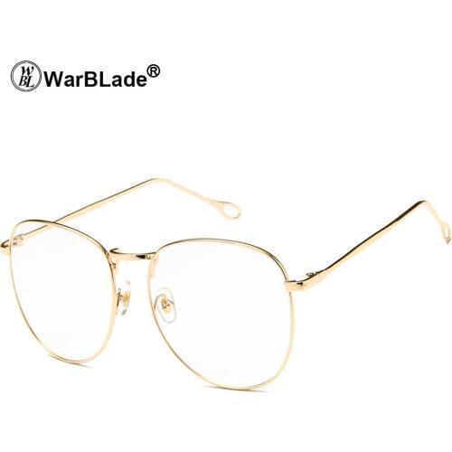2020 Clear Lens Glasses Men Women Retro Metal Frame Eyeglasses Wrap Oversize Glasses Frames Unisex Black Solid Eyewear WarBLade