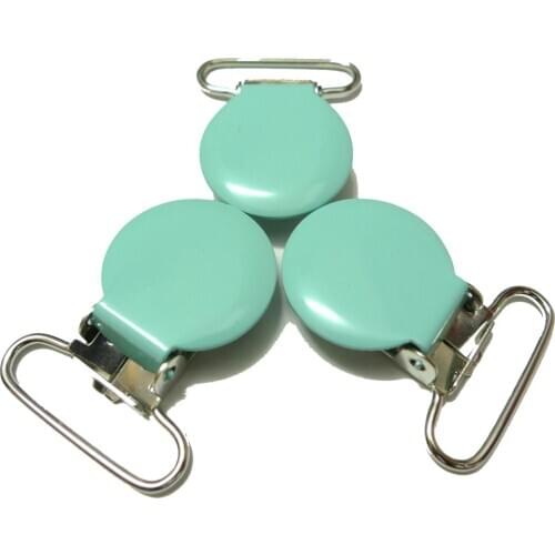 25pcs 1'' 25mm #34 Turquoise Enamel Round Suspender Clips
