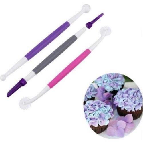 3Pcs/Set Cookie Fondant Tool For Modelling Sugarcraft Cake Decorating Plastic Confectionery Handle Sculpture Tool