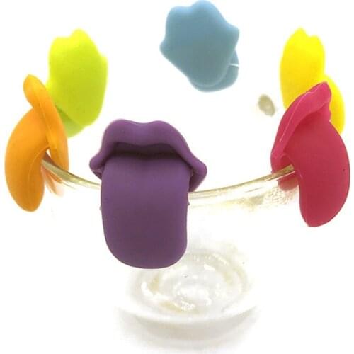 6pcs Funny Party Dedicated Suction Cup Beer Wine Glass Silicone Label Wine Glasses Recognizer Marker Wine Bar Accessories
