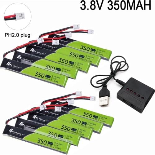 5PCS/set Limskey 1S HV 3.8V 350mAh 30C 4.35V FPV Lipo Battery with PH2.0 Plug For RC FPV Racing Drone Spare Parts Accessories
