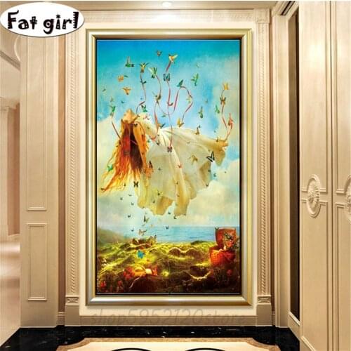 Diamond embroidery abstract art Butterfly girl cross stitch Diy diamond painting sale European 3d picture of rhinestone new kit