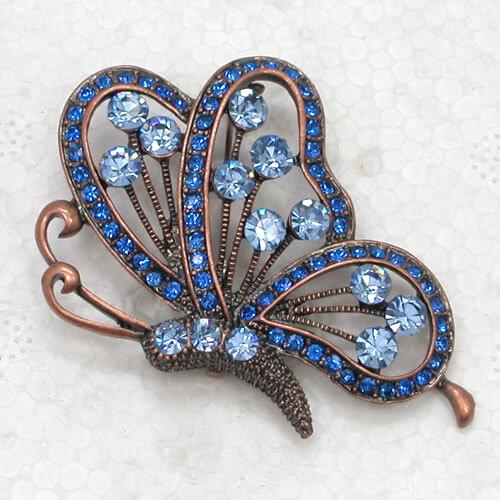 Antique copper Blue Rhinestone brooch Butterfly Pin brooches Pendant C636 B3
