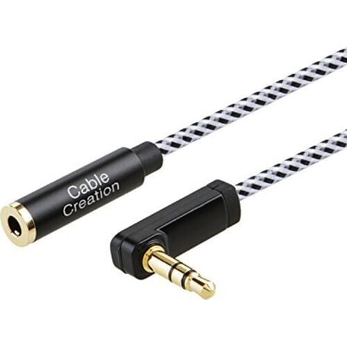 Aux Cable Jack 3.5 mm Audio Extension Cable 3.5mm 90 Degree Right Angle Male to Female Extension Stereo Audio Extension Cable