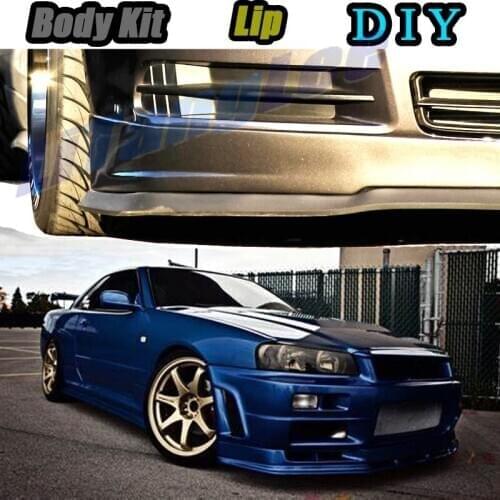 Car Bumper Lip Front Spoiler Skirt Deflector For Nissan Skyline GT R GTR R30 R31 R32 R33 R34 V35 Modified Body Kit Hella Flush
