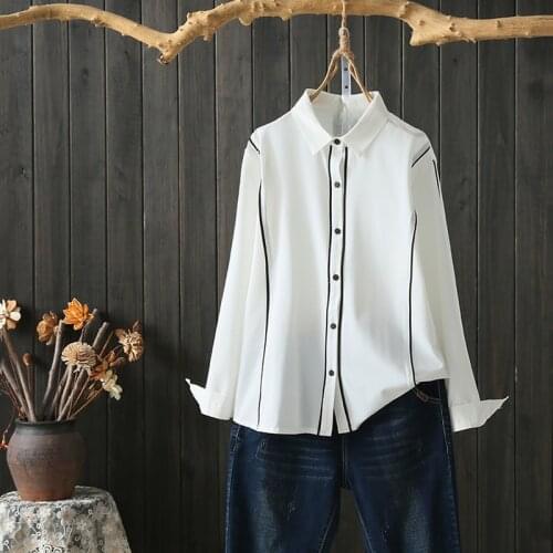 Oversized Loose Chiffon White Women Shirts Summer New 2021 Turn-Down Collar Striped Solid Office Lady Elegant Outwear Tops