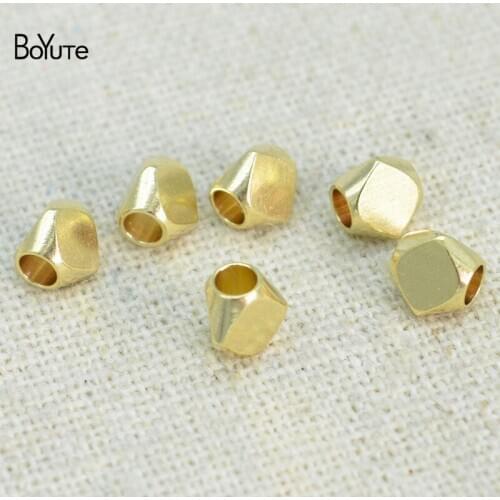 BoYuTe Wholesale (100 Pieces/Lot) Metal Brass 5*5MM-2MM Hole Triangle Beads Bodhi Diy Spacer Beads Jewelry Accessories