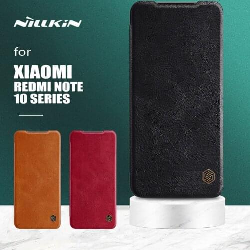 Nillkin for Xiaomi Redmi Note 10 Pro Case Qin Flip Leather Case Ultra-Thin Wallet Card Slot Case for Redmi Note 10S 10 Pro Max