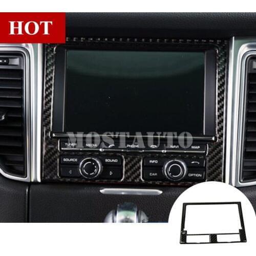 For Porsche Macan Carbon Fiber Console GPS Navigation & CD Panel Cover 2014-2016 1pcs Car Decor Car Accessories Interior