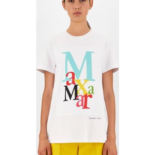 Women Summer Slim White Letter Print O-Neck Cotton Short Sleeve Tees Female Brand Designed Casual Loose T-Shirt Ladies Top ML031