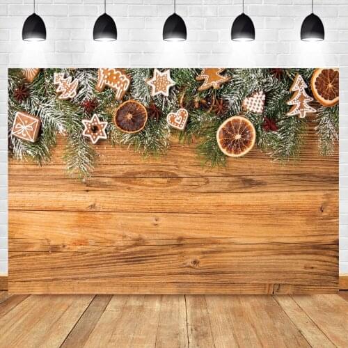 Laeacco Old Wooden Boards Texture Pine Leaves Christmas Photography Backdrop Poster Pet Toys Child Portrait Photocall Background