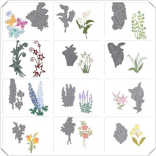 Various Wild Flowers Mixed Shape Metal Cutting Dies Stencil Scrapbook Album Embossing For Gift Card Making Handcrafts Decor