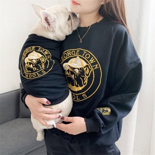 Miflame Family Dogs Clothes For Small Dogs Hoodies French Bulldog Chihuahua Clothes Casual Pet Sweatshirt Cartoon Adult clothes