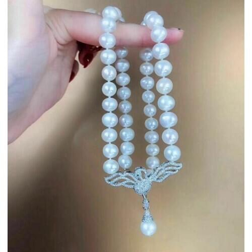 Charming AAA 7-8mm Natural South Sea White Round Pearl Necklace