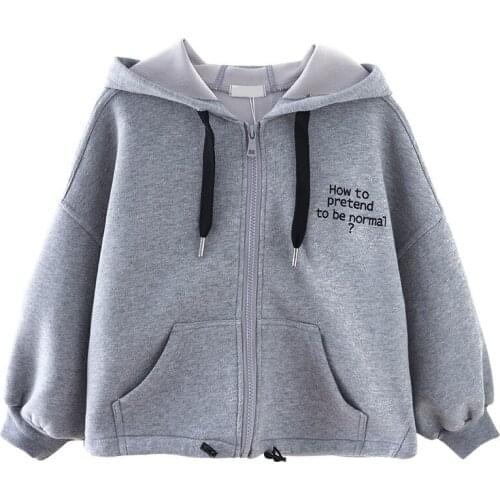 Teen Girls Hooded Autumn Jacket 2020 New Arrival Fashion Children Casual Coat Letter Printing Kids Girls Jacket Pocket, #1035