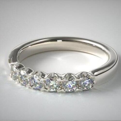 Luxury Simple Crystal Ring Exquisite Women Inlay Zircon Ring Romantic Charm Bridal Eternity Wedding Engagement Jewelry Gifts