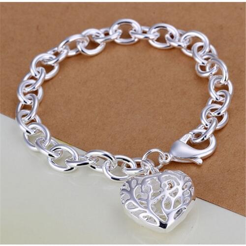 Christmas sale silver color bracelets lovely novel heart women lady bracelet high quality fashion jewelry H269