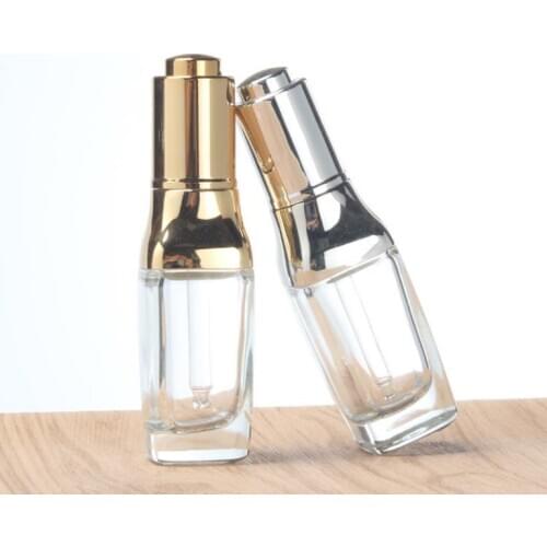 30ml Silver or golden essential oil bottle with UV plastic cap , 30ml glass press dropper bottle for cosmetic SN3331