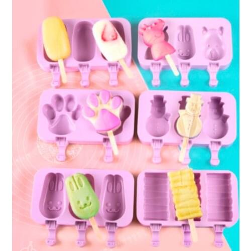3D DIY Silicone Ice Cream Mold Handmade Eco-Friendly Popsicle Mold Mousse Dessert Freezer Juice Ice Cube Tray Barrel Maker Mould