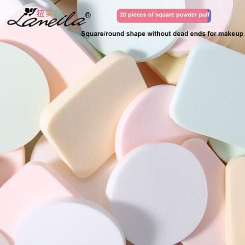 20-piece Sponge Makeup Puff Square/Round Puff Wet And Dry Makeup Puff BB Powder Puff Cosmetic Puff Makeup Tools