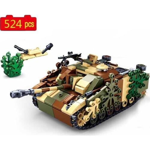 Military series Germany WW2 army Sturmgeschütz III soldier SWAT DIY Building Blocks Bricks Toys Gifts