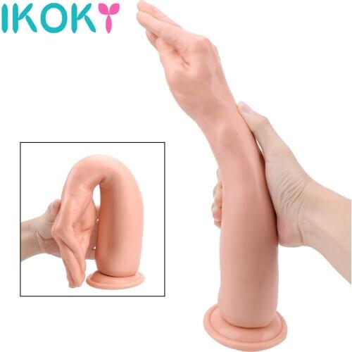IKOKY Super Big Silicone With Suction Cup Butt Stuffed Sex Toys For Women Men Gay Dildos For Anal Plug Artificial Hand Shape