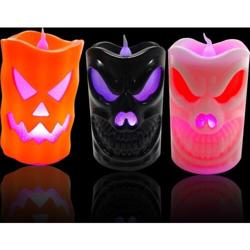 Halloween Lights Bar KTV Horror Decoration Props Large Skull Candle Light LED Pumpkin Night Light Happy Halloween Party Decor