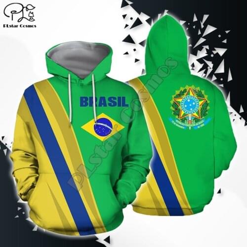 PLstar Cosmos National Emblem Brazil Flag 3D Printed Hoodies Sweatshirts Zip Hooded For Men And Women Casual Streetwear Style-2
