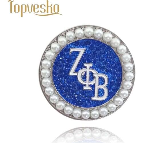 Topvesko New Blue color ZETA PHI BETA Sorority Pearl zpb Bbrooch Lapel Pin Jewelry