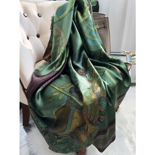 Heavy silk scarf Women Handmade female stitching spring and autumn wild silk large square scarf shawl dual-use