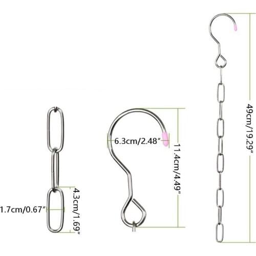 Stainless Steel Clothes Market Shop Display Hanging Chain Hooks With Ring Hanger