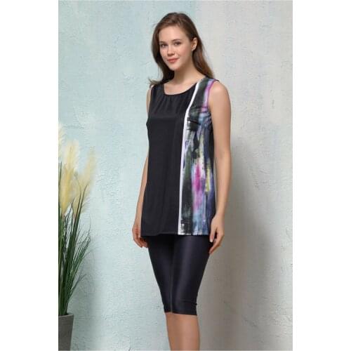 Hasema N-8013-19 Tiraje Black Half Covered Swimsuit Islamic Swimwear